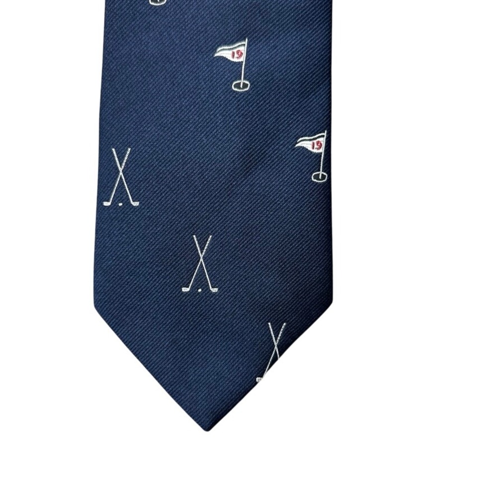 Paddle Mens Navy Blue Golf Club 19th Hole Flag Motif Dacron Polyester Necktie